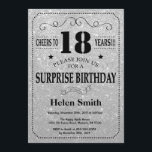 Surprise 18th Birthday Black and Silver Glitter Invitation<br><div class="desc">Surprise 18th Birthday Invitation Black and Silver Glitter Typography. Black and Silver Glitter Background. Adult Birthday. Male Men or Women Birthday. Kids Boy or Girl Lady Teen Teenage Bday Invite. 13th 15th 16th 18th 20th 21st 30th 40th 50th 60th 70th 80th 90th 100th. Any Age. For further customization, please click...</div>