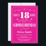 Surprise 18th Birthday Hot Pink and White Invitation<br><div class="desc">Surprise 18th Birthday Invitation Hot Pink and White Typography. Hot Pink Background. Adult Birthday. Male Men or Women Birthday. Kids Boy or Girl Lady Teen Teenage Bday Invite. 13th 15th 16th 18th 20th 21st 30th 40th 50th 60th 70th 80th 90th 100th. Any Age. For further customization, please click the "Customize...</div>