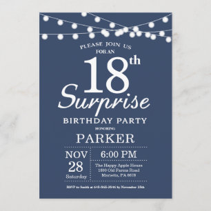 Surprise 18th Birthday Invitation Blue