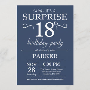 Surprise 18th Birthday Invitation Blue