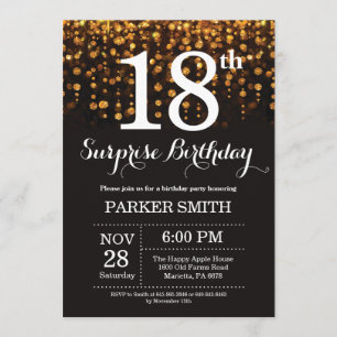 Surprise 18th Birthday Invitation Gold Glitter