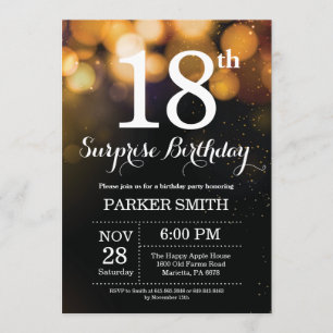 Surprise 18th Birthday Invitation Gold Glitter
