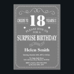 Surprise 18th Birthday Invitation Gray and White<br><div class="desc">Surprise 18th Birthday Invitation Gray and White Typography. Gray Background. Adult Birthday. Male Men or Women Birthday. Kids Boy or Girl Lady Teen Teenage Bday Invite. 13th 15th 16th 18th 20th 21st 30th 40th 50th 60th 70th 80th 90th 100th. Any Age. For further customization, please click the "Customize it" button...</div>