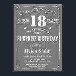 Surprise 18th Birthday Invitation Gray and White<br><div class="desc">Surprise 18th Birthday Invitation Gray and White Typography. Gray Background. Adult Birthday. Male Men or Women Birthday. Kids Boy or Girl Lady Teen Teenage Bday Invite. 13th 15th 16th 18th 20th 21st 30th 40th 50th 60th 70th 80th 90th 100th. Any Age. For further customization, please click the "Customize it" button...</div>