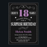 Surprise 18th Birthday Invitation Purple and Black<br><div class="desc">Surprise 18th Birthday Invitation Purple and Black Typography. Chalkboard. Black and White Background. Adult Birthday. Male Men or Women Birthday. Kids Boy or Girl Lady Teen Teenage Bday Invite. 13th 15th 16th 18th 20th 21st 30th 40th 50th 60th 70th 80th 90th 100th. Any Age. For further customization, please click the...</div>
