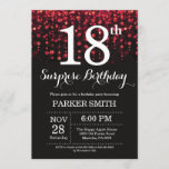 Surprise 18th Birthday Invitation Red Glitter<br><div class="desc">Surprise 18th Birthday Invitation with Red String Lights with Red Glitter Background. Red Birthday. Adult Birthday. Men or Women Bday Invite. 13th 15th 16th 18th 20th 21st 30th 40th 50th 60th 70th 80th 90th 100th, Any age. For further customization, please click the "Customize it" button and use our design tool...</div>