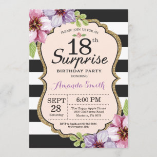 Surprise 18th Birthday Invitation Women Floral