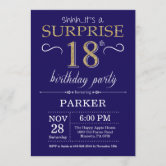 Blue Gold Glitter 18th Birthday Party Invitation | Zazzle