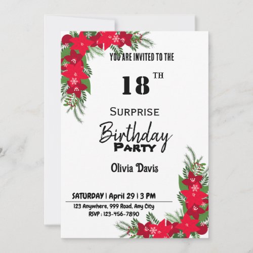 Surprise 18th Birthday Party Invitation