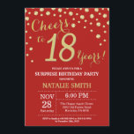Surprise 18th Birthday Red and Gold Diamond Invitation<br><div class="desc">Surprise 18th Birthday Invitation with Red and Gold Glitter Diamond Background. Gold Confetti. Adult Birthday. Male Men or Women Birthday. For further customization,  please click the "Customize it" button and use our design tool to modify this template.</div>