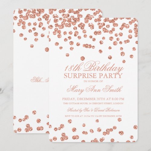 Surprise 18th Birthday Rose Gold Glitter Confetti
