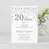Surprise 20th Anniversary Party - Silver White Invitation (Standing Front)