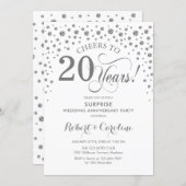 Surprise 20th Anniversary Party - Silver White Invitation (Front/Back)