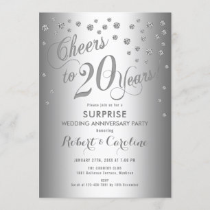 Surprise 20th Wedding Anniversary - Silver Invitation