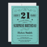Surprise 21st Birthday Black and Teal Invitation<br><div class="desc">Surprise 21st Birthday Invitation Black and Teal Typography. Black and Teal Aqua Turquoise Background. Adult Birthday. Male Men or Women Birthday. Kids Boy or Girl Lady Teen Teenage Bday Invite. 13th 15th 16th 18th 20th 21st 30th 40th 50th 60th 70th 80th 90th 100th. Any Age. For further customization, please click...</div>