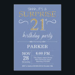 Surprise 21st Birthday Invitation Blue and Gold<br><div class="desc">Surprise 21st Birthday Invitation with Blue and Gold Glitter Background. Adult Birthday. Men or Women Bday Invite. Any age. For further customization,  please click the "Customize it" button and use our design tool to modify this template.</div>