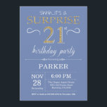 Surprise 21st Birthday Invitation Blue and Gold<br><div class="desc">Surprise 21st Birthday Invitation with Blue and Gold Glitter Background. Adult Birthday. Men or Women Bday Invite. Any age. For further customization,  please click the "Customize it" button and use our design tool to modify this template.</div>