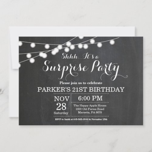 Surprise 21st Birthday Invitation Chalkboard