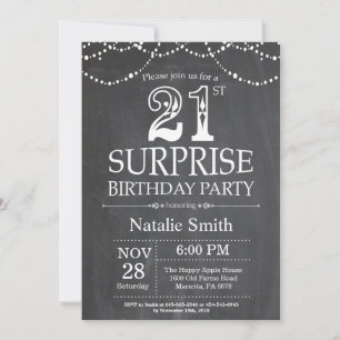 Surprise 21st Birthday Invitation Chalkboard