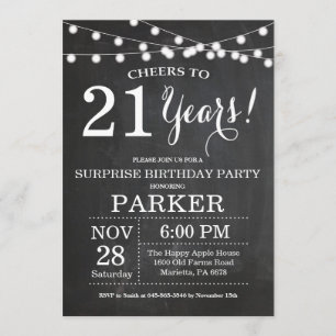 Surprise 21st Birthday Invitation Chalkboard