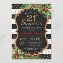 Surprise 21st Birthday Invitation Christmas Gold