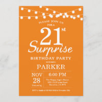 Surprise 21st Birthday Invitation Orange