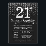 Surprise 21st Birthday Invitation Silver Glitter<br><div class="desc">Surprise 21st Birthday Invitation with Silver String Lights with Silver Glitter Background. Silver Birthday. Adult Birthday. Men or Women Bday Invite. 13th 15th 16th 18th 20th 21st 30th 40th 50th 60th 70th 80th 90th 100th, Any age. For further customization, please click the "Customize it" button and use our design tool...</div>