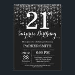Surprise 21st Birthday Invitation Silver Glitter<br><div class="desc">Surprise 21st Birthday Invitation with Silver String Lights with Silver Glitter Background. Silver Birthday. Adult Birthday. Men or Women Bday Invite. 13th 15th 16th 18th 20th 21st 30th 40th 50th 60th 70th 80th 90th 100th, Any age. For further customization, please click the "Customize it" button and use our design tool...</div>