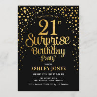 Surprise 21st Birthday Party - Black & Gold