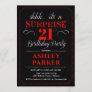 Surprise 21st Birthday Party - Black Red White Invitation