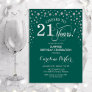 Surprise 21st Birthday Party - Green Silver Invitation
