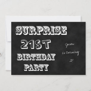 Surprise 21st Birthday Party Invitation Chalkboard