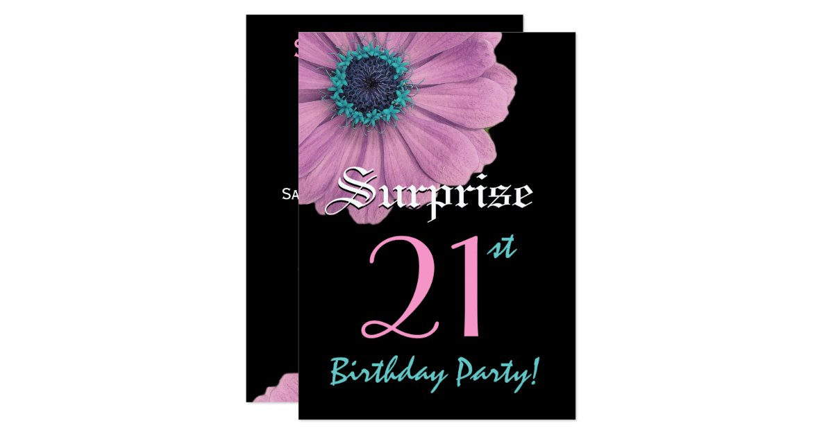 SURPRISE 21st Birthday Template Pink Daisy Card | Zazzle