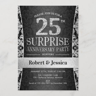 Surprise 25th Anniversary Party - Silver Invitation