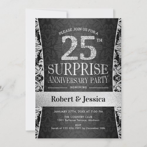 Surprise 25th Anniversary Party _ Silver Invitation