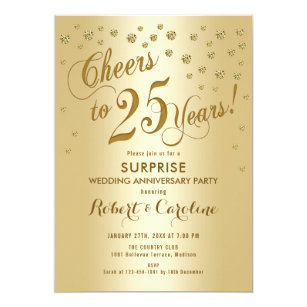 Surprise 25th Anniversary Invitations | Zazzle