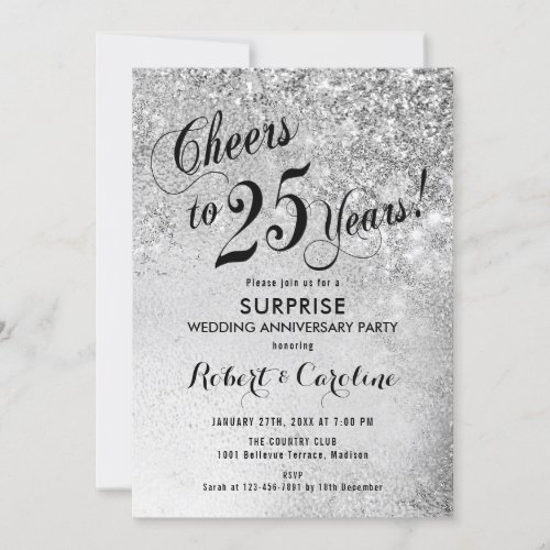 Surprise 25th Wedding Anniversary _ Silver Invitation