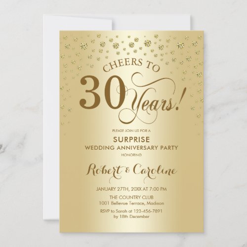 Surprise 30th Anniversary Celebration in Gold Invitation