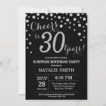 Surprise 30th Birthday Black and Silver Diamond Invitation<br><div class="desc">Surprise 30th Birthday Invitation with Black and Silver Glitter Diamond Background. Silver Confetti. Adult Birthday. Male Men or Women Birthday. For further customization,  please click the "Customize it" button and use our design tool to modify this template.</div>