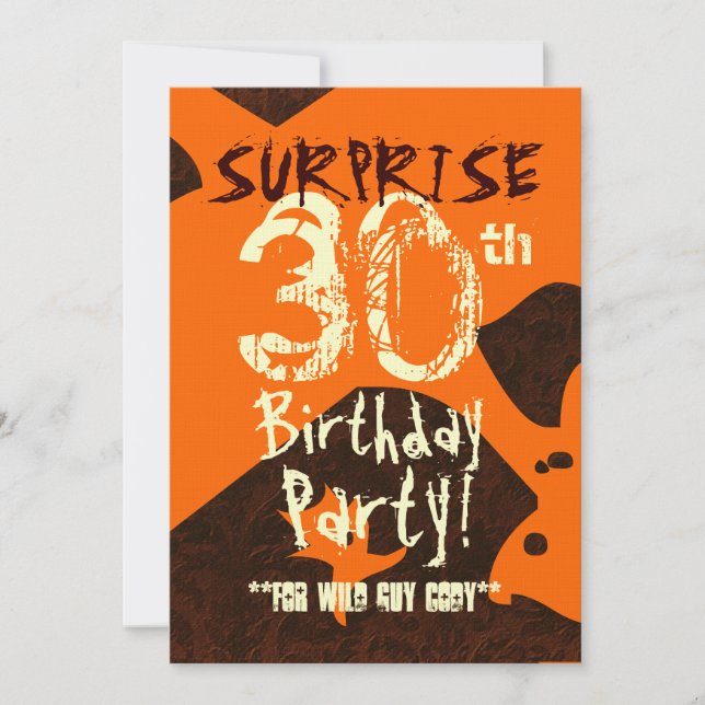 SURPRISE 30th Birthday Brown Ivory Orange C736 Invitation (Front)