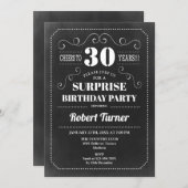 Surprise 30th Birthday - Chalkboard Invitation (Front/Back)