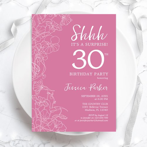 Surprise 30th Birthday _ Floral Pink Invitation