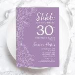 Surprise 30th Birthday - Floral Purple Invitation<br><div class="desc">Floral Purple Surprise 30th Birthday Invitation. Minimalist modern feminine design features botanical accents and typography script font. Simple floral invite card perfect for a stylish female surprise bday celebration.</div>