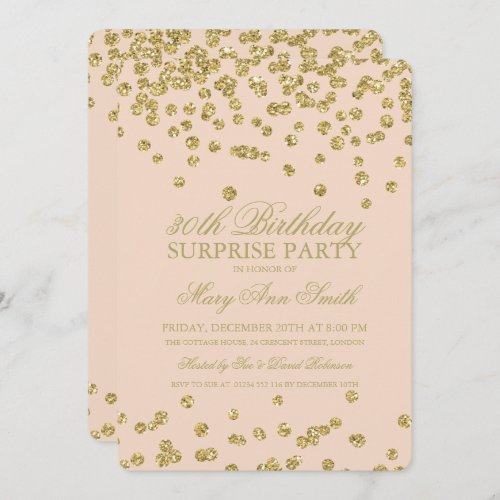 Surprise 30th Birthday Gold Glitter Blush Pink Invitation