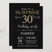 Surprise 30th Birthday Invitation Black and Gold (Front/Back)