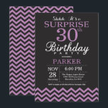Surprise 30th Birthday Invitation Black and Purple<br><div class="desc">Surprise 30th Birthday Invitation with Black and Purple Chevron. Chalkboard. Adult Birthday. Man or Women Bday Invite. For further customization,  please click the "Customize it" button and use our design tool to modify this template.</div>