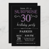 Surprise 30th Birthday Invitation Black and Purple (Front/Back)