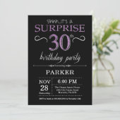 Surprise 30th Birthday Invitation Black and Purple (Standing Front)
