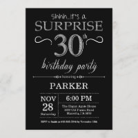 Surprise 30th Birthday Invitation Black and Silver