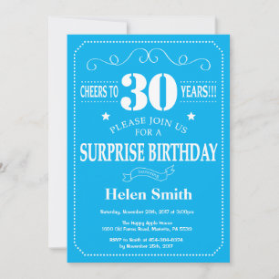 Surprise 30th Birthday Invitation Blue and White